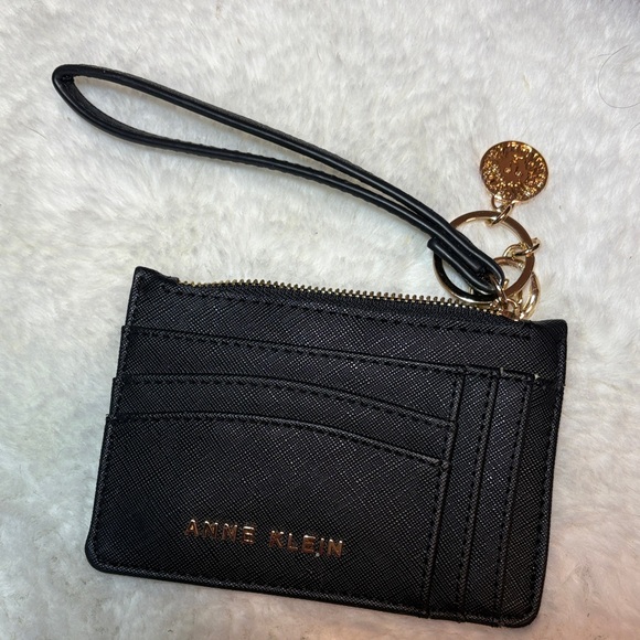 Anne Klein Handbags - Anne Klein Black Textured Card Holder with Gold Logo
